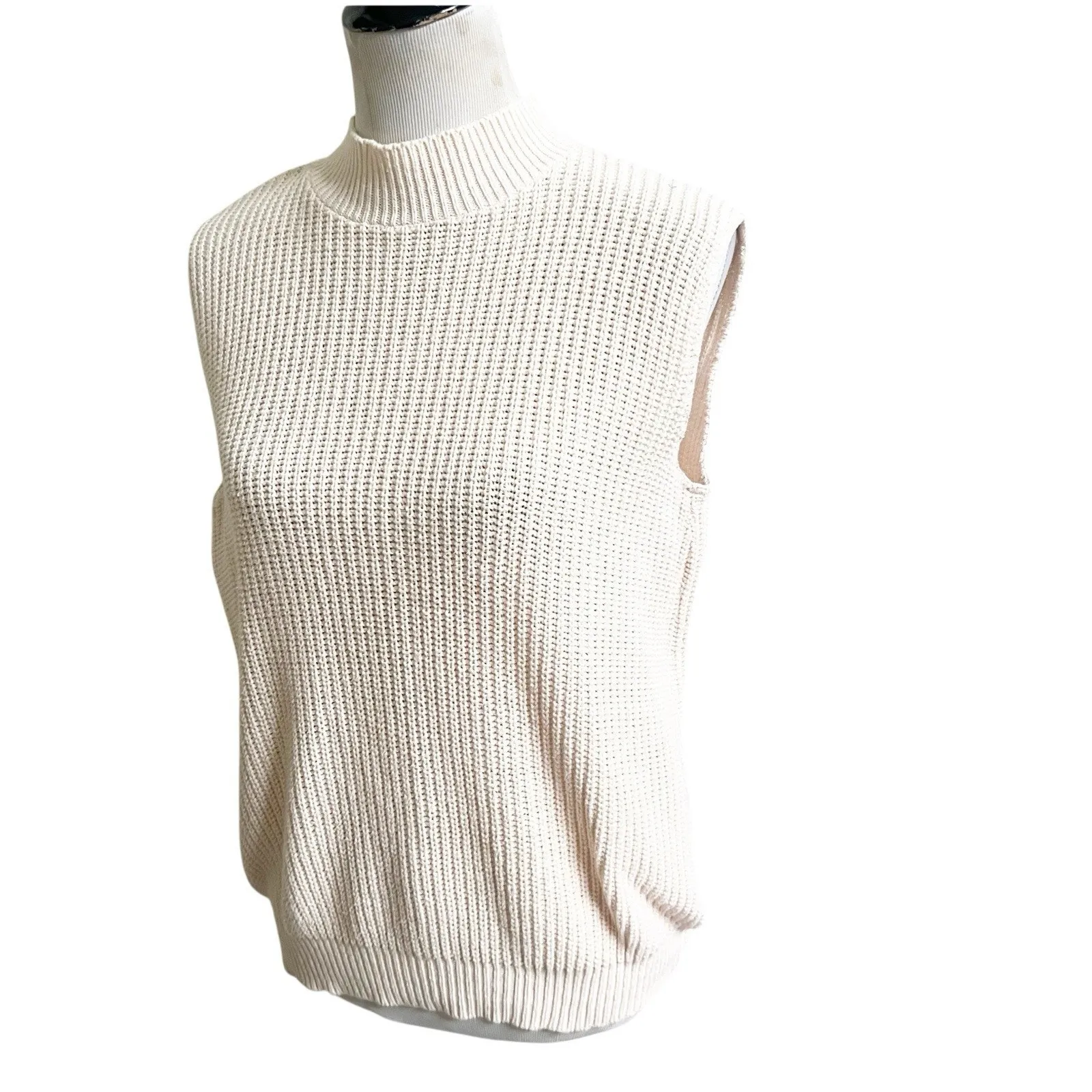 Diane Von Furstenburg Pink Sleeveless Sweater Vintage Mock Neck Size Large - Image 3
