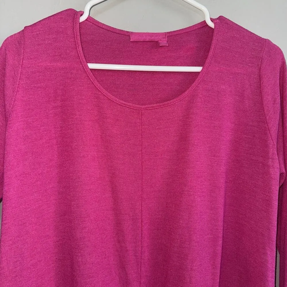 Fresh Produce Studio V Neck Tunic Top Blouse Woman Size XS Pink Fuchsia - Image 4