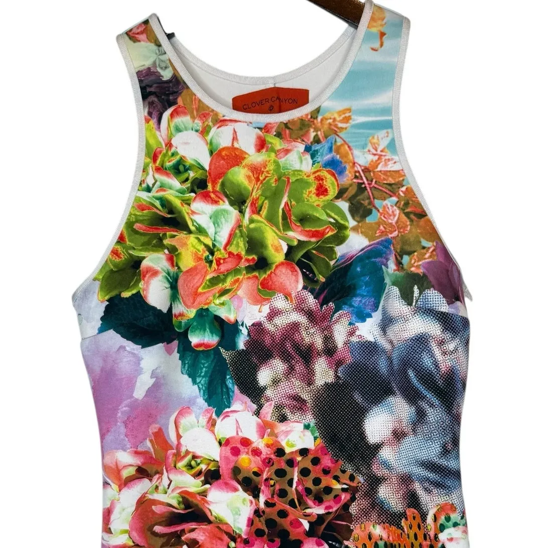Clover Canyon Floral Neoprene Bodycon Sleeveless Dress - Image 2