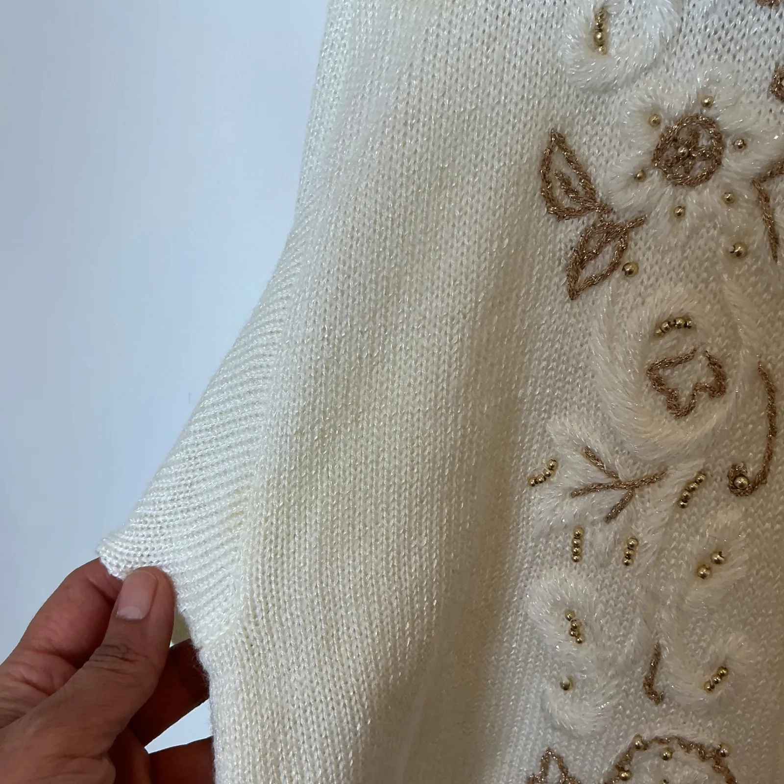 Vintage 80's Jaclyn Smith Grannycore Embroidered Beaded Button Front Cardigan‎ M - Image 9