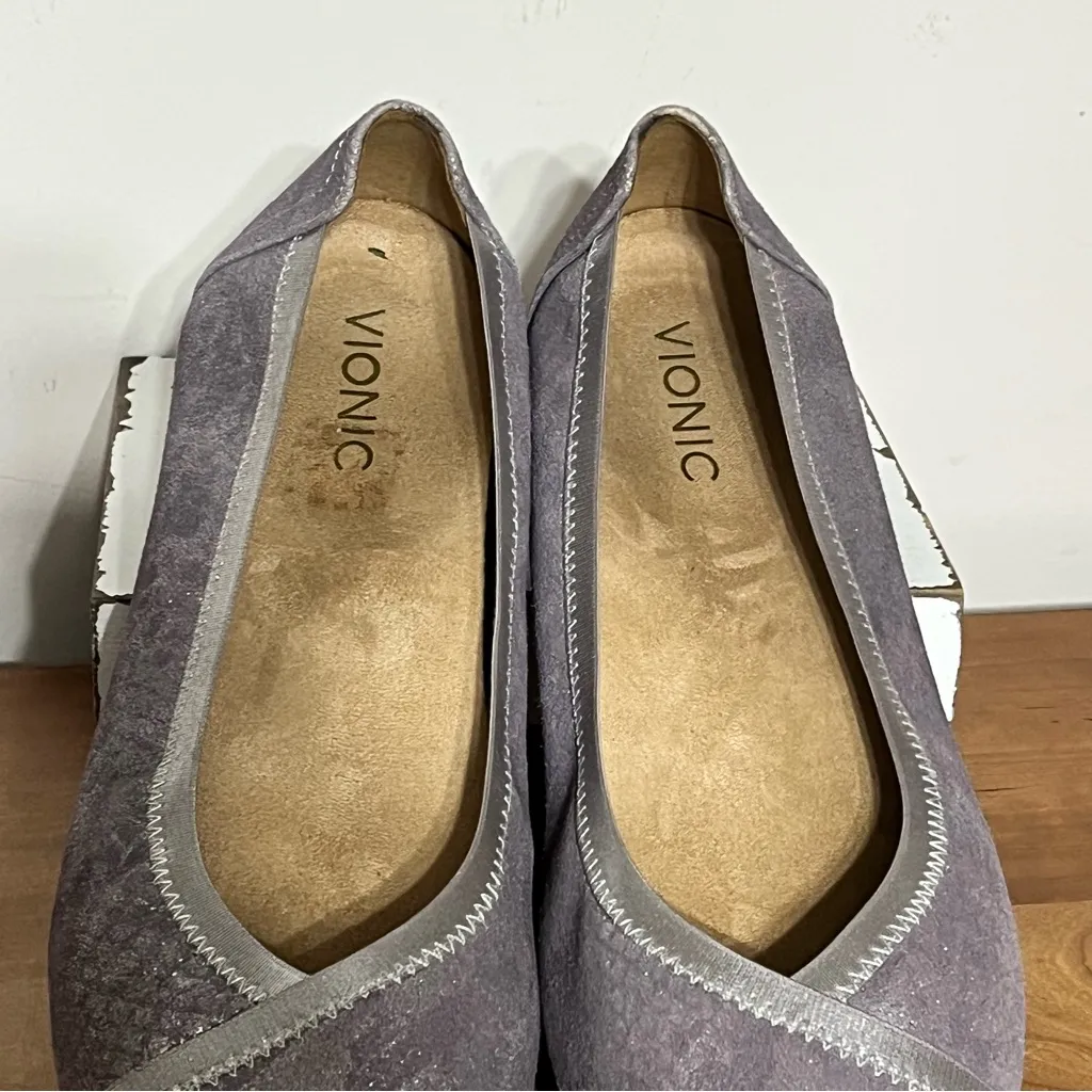 Vionic Caroll Ballet Flats‎ Pewter Womens Slip On Closed Toe Size 9.5 Purple - Image 4
