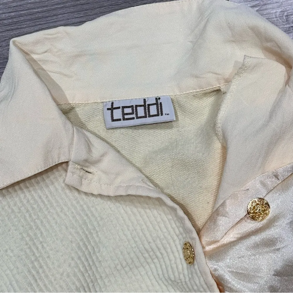 Teddi vintage grandma long sleeve sweater size large floral yellow - Image 5