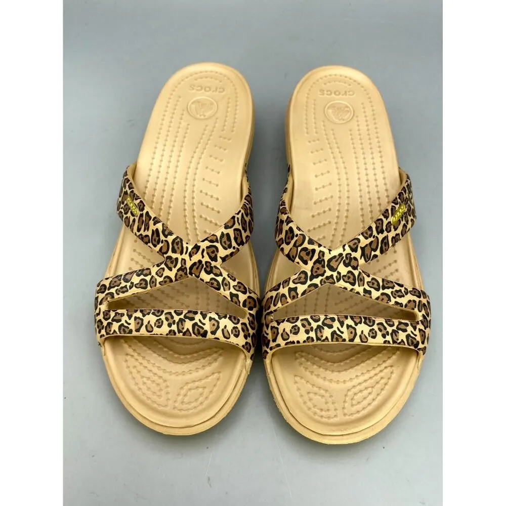 Crocs Patricia II Women's Shoes 9 Multicolor Leopard Casual Slip On Wedge Sandal - Image 3