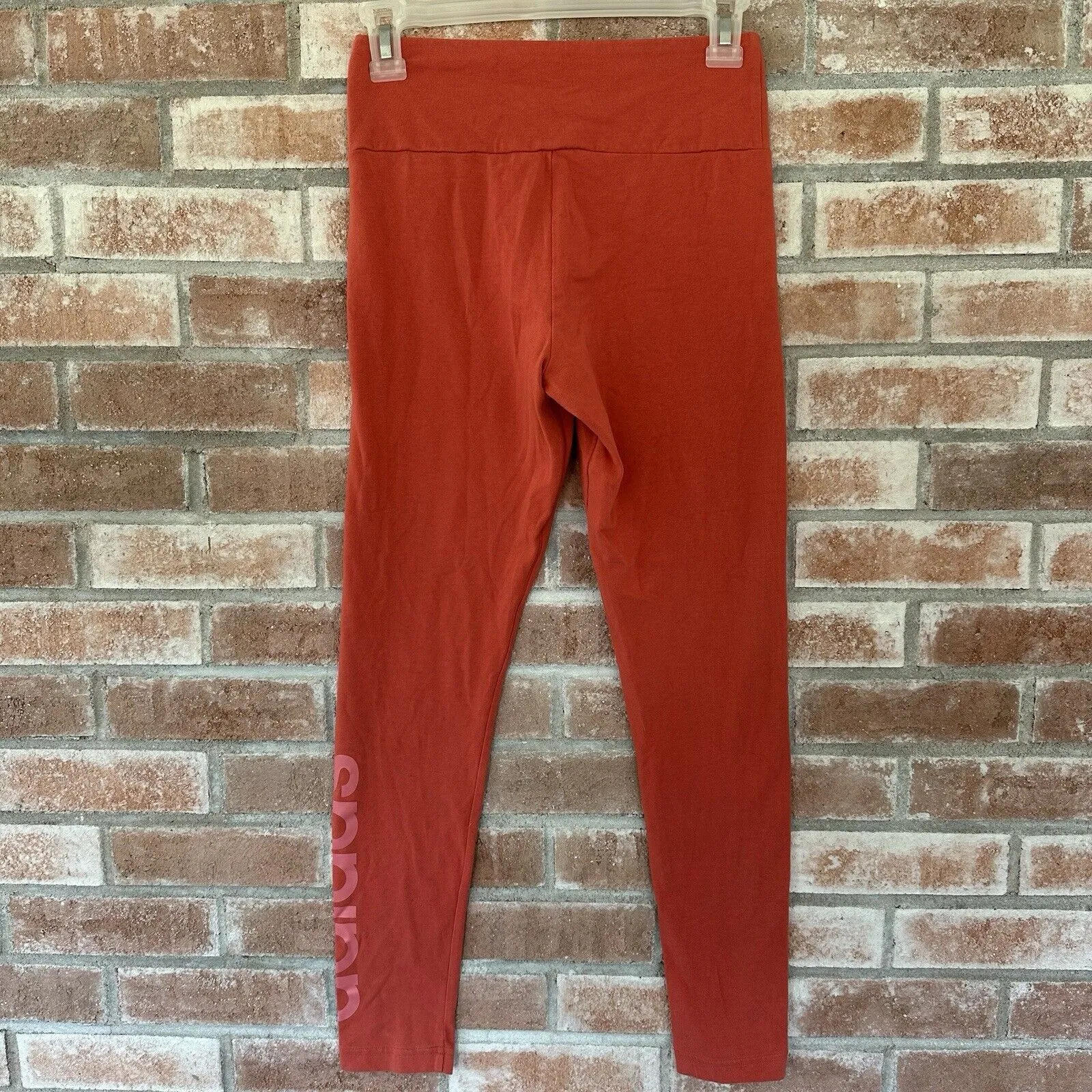 Adidas Essentials Linear Logo Tights Leggings Deep Salmon Red Small - Image 4