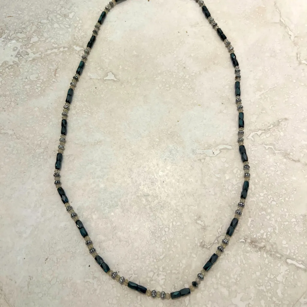 Fun “Magnetic Hematite” & Crystals Bracelet/Necklace Silver - Image 3