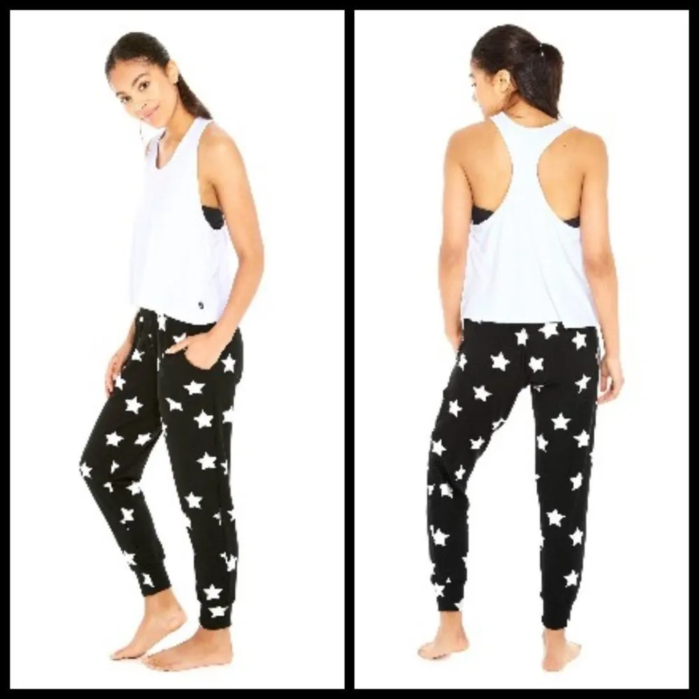 💕TEREZ💕 Silver Stars Foil French Terry Joggers - Image 4