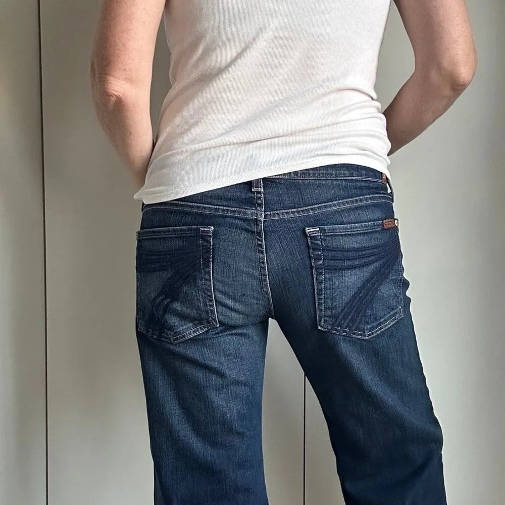 Women's Capri Denim Jeans Size 31 DArk WAsh Low Rise Y2K Era 7 For all Mankind - Image 10