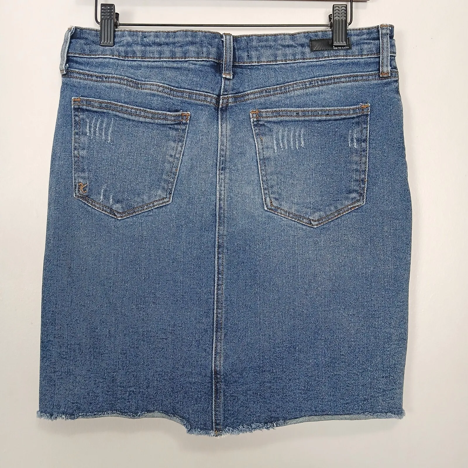 KUT from the Kloth Denim Skirt Women's Size 8 Pencil Distressed Raw Hem - Image 5