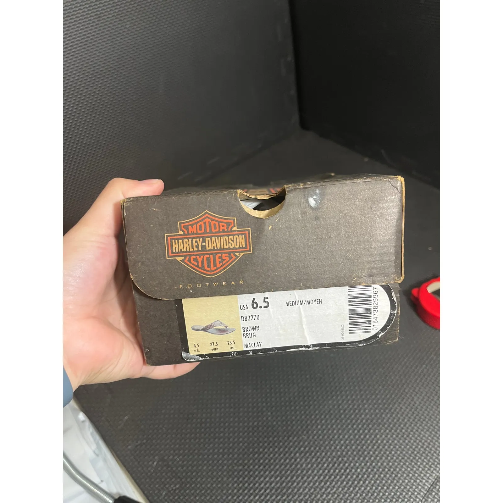 Harley Davidson Womens Flip Flo Sandals Leather Brown Woven Biker Boho Size 6.5 - Image 2