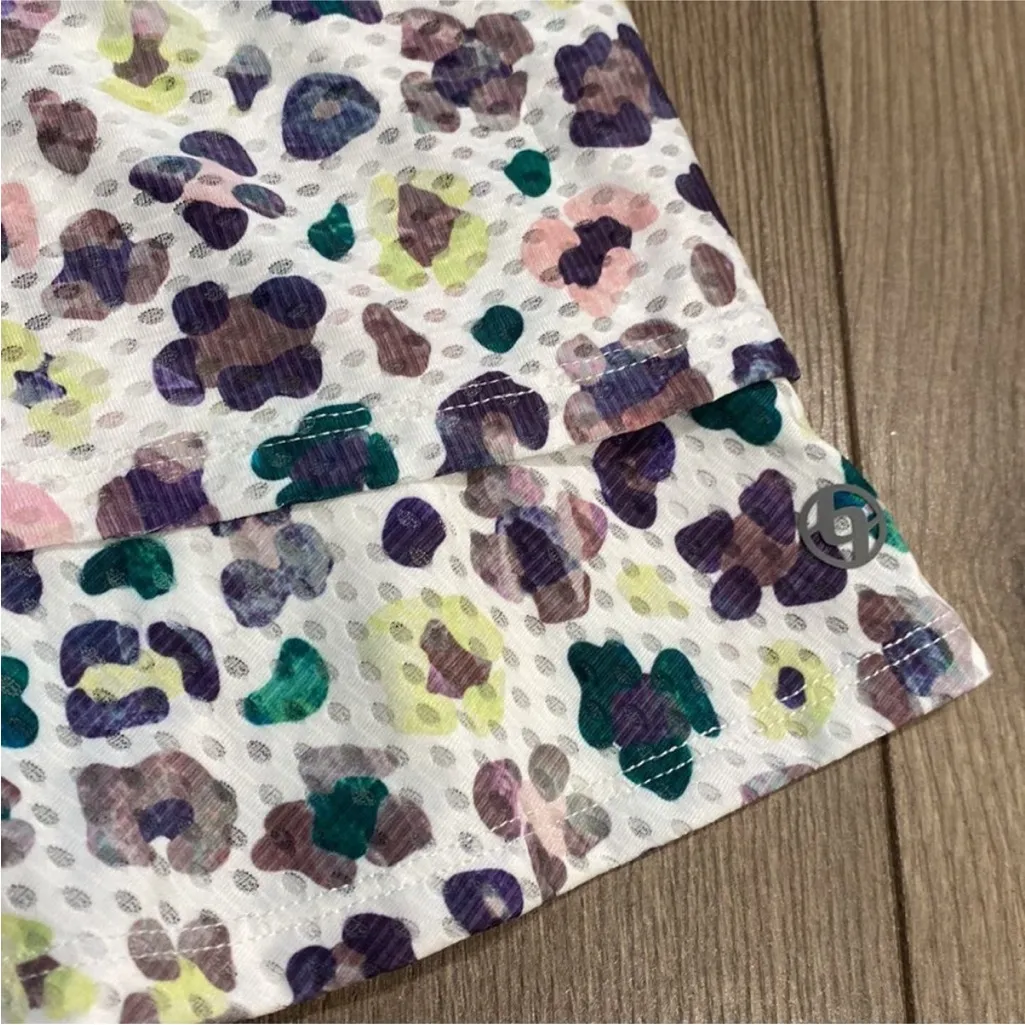 Lija 13” High Rise Ruffle Leopard Print Tennis Skirt Skort Green Purple Large - Image 5