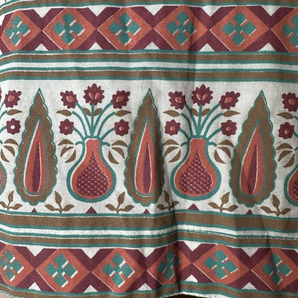 Melange Sleeveless Tunic Top Small | Boho Floral Geometric Ethnic Print V - Image 8