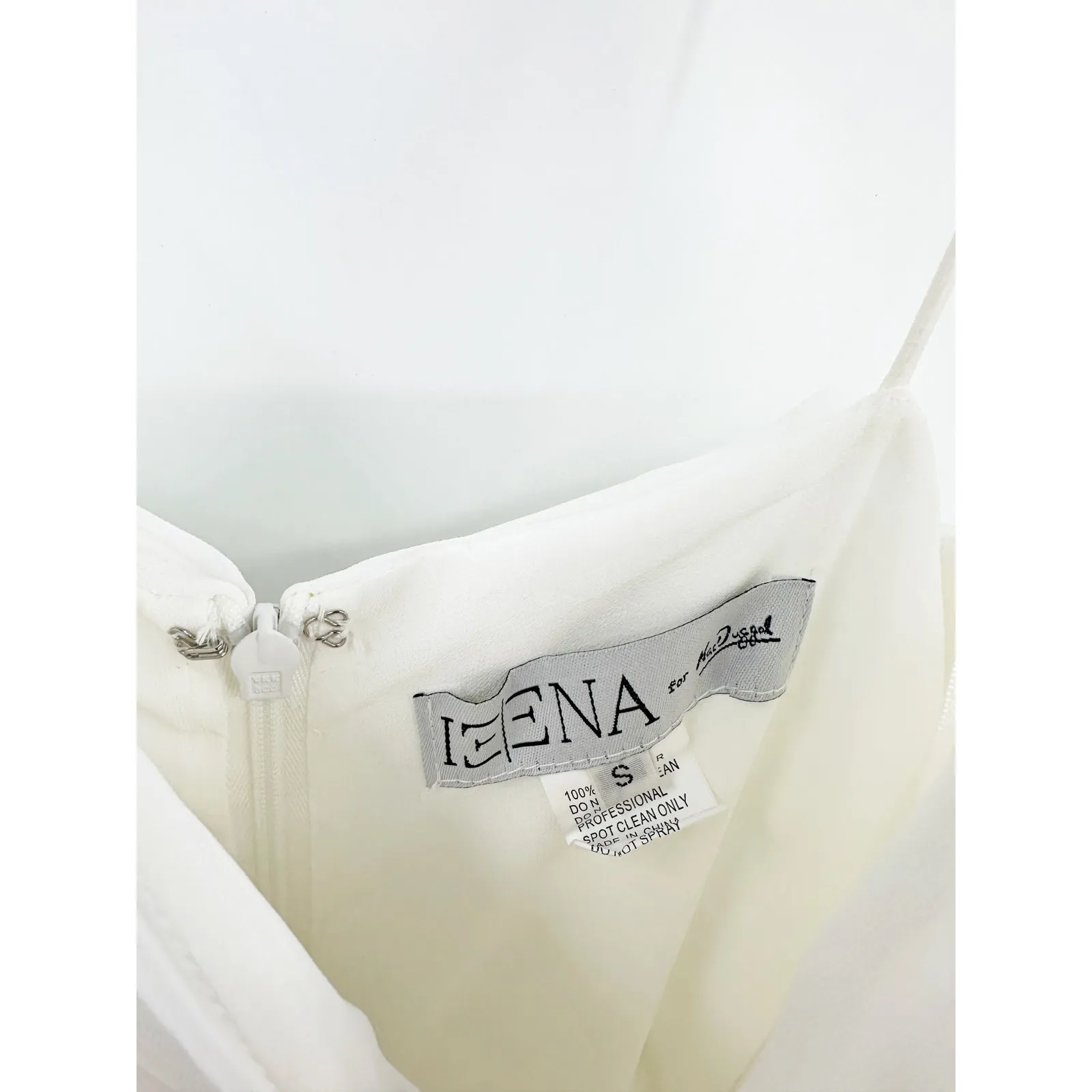 Ieena for Mac Duggal 2650 White Sleeveless V-Neck Chiffon Tea Length Dress S - Image 3