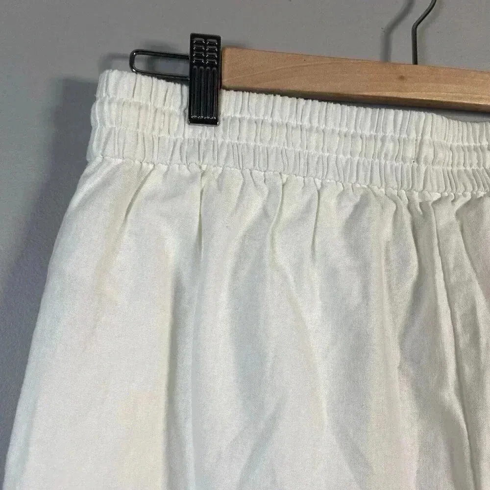 J Crew New Seaside Pant Women White Linen Blend Pull On Pockets Travel Size 8 - Image 7