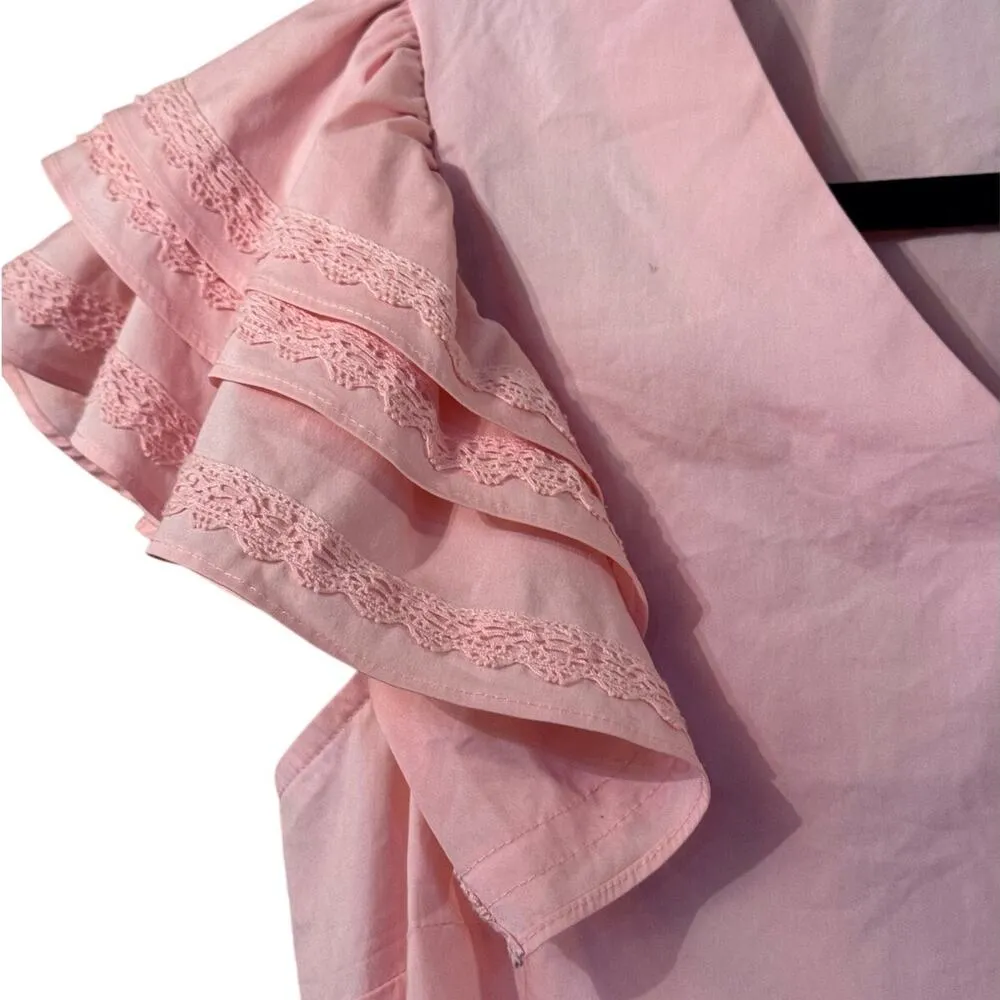 Moelleux flutter ruffle lace sleeve v - Image 3