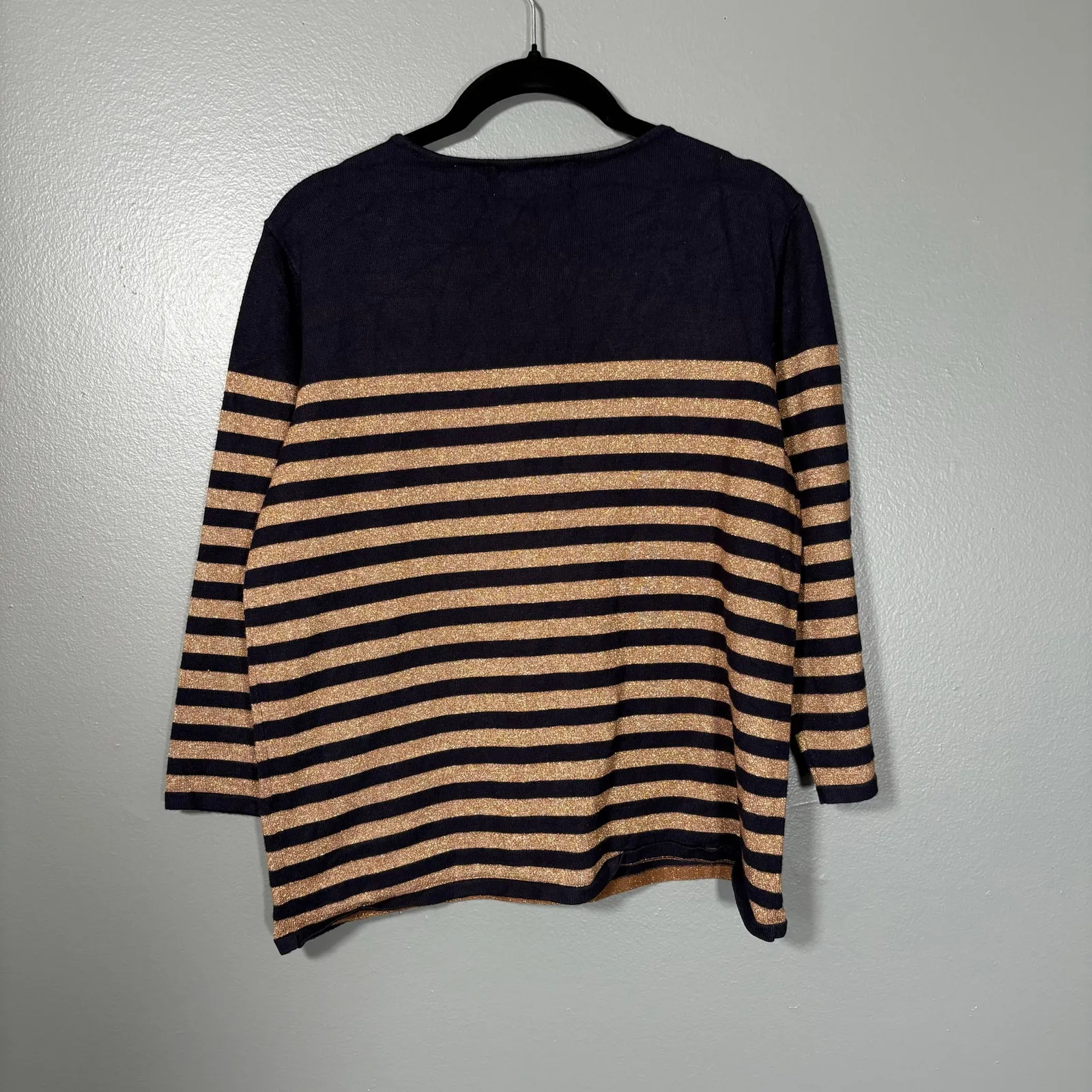 Alfred Dunner Women's Beaded Metallic Striped Knit Top - Size Petite Medium (PM) - Image 6