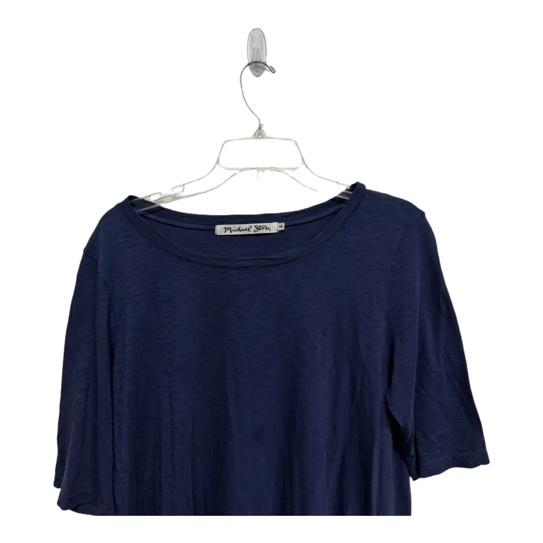 Michael Stars Blue Oversized Fit Supima Cotton TShirt One Size Flowy Slub Top - Image 3