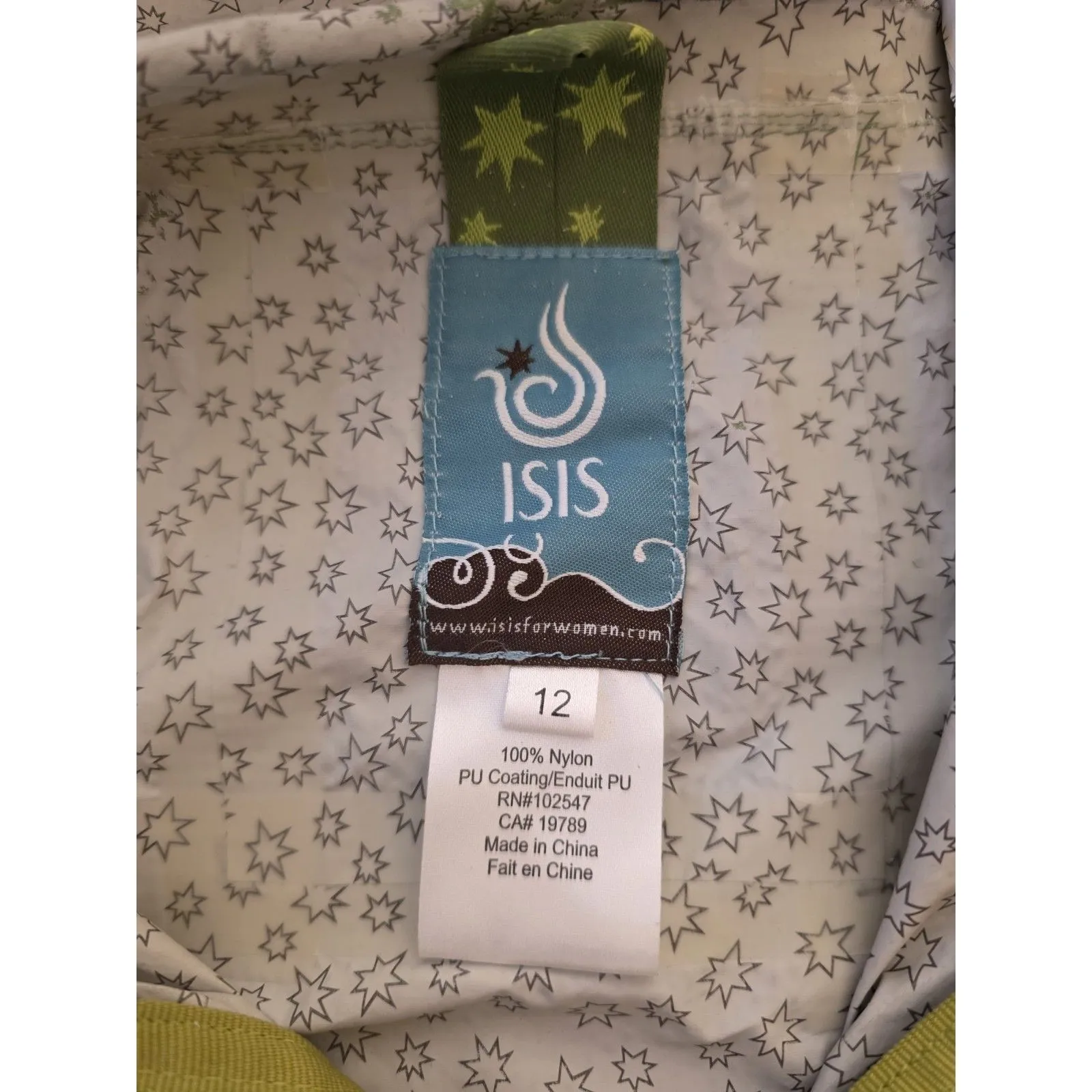 ISIS Waterproof Women’s Jacket Medium Green Hooded Pockets Zip Shell FLAW - Image 4