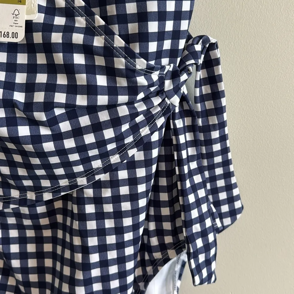 Tommy Bahama Navy and White Wrap One Piece Swimsuit with V-Neckline - Image 6