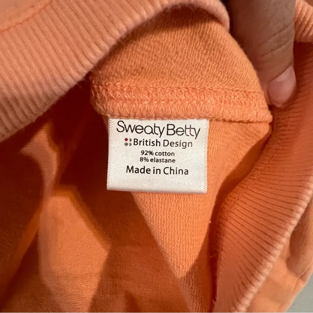Sweaty Betty Light Orange Peach Crewneck Pullover Sweatshirt Size Small - Image 6