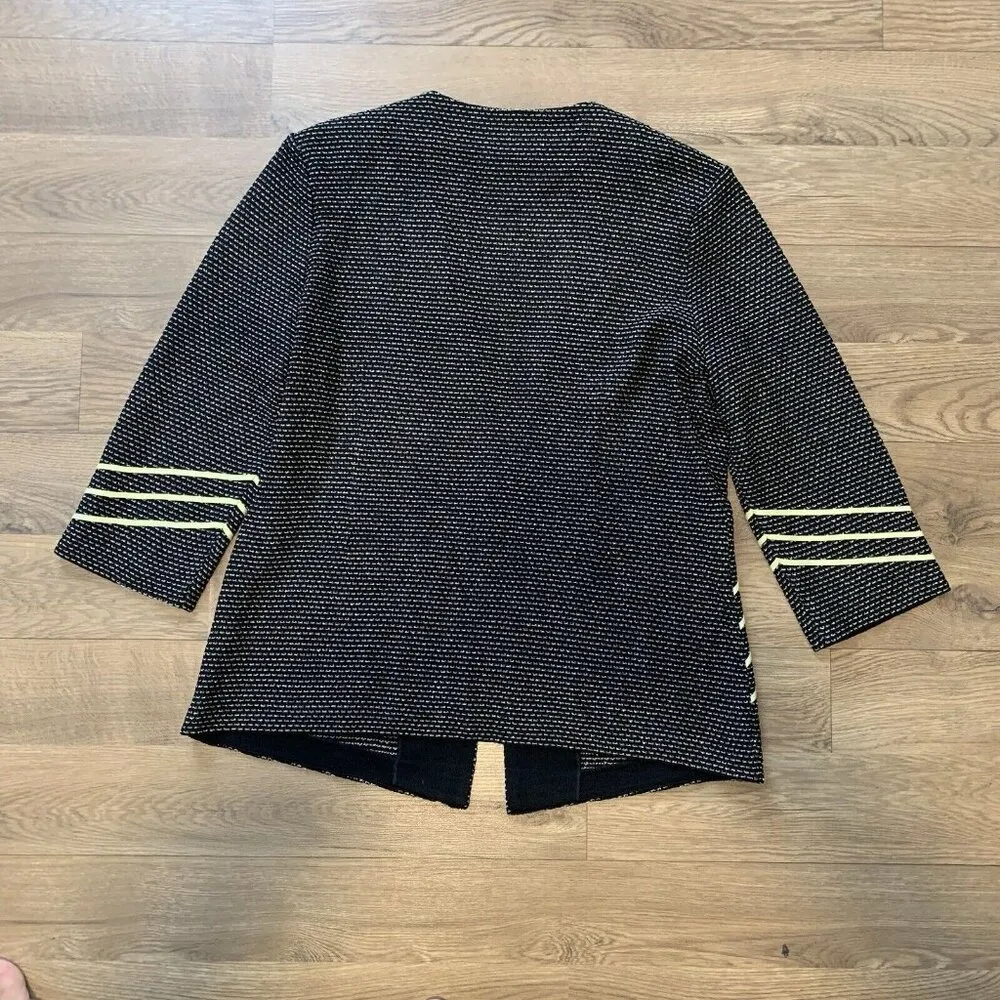 Ming Wang Black & Yellow Accents Jacket cardigan 3/4 sleeve size L E5 - Image 5