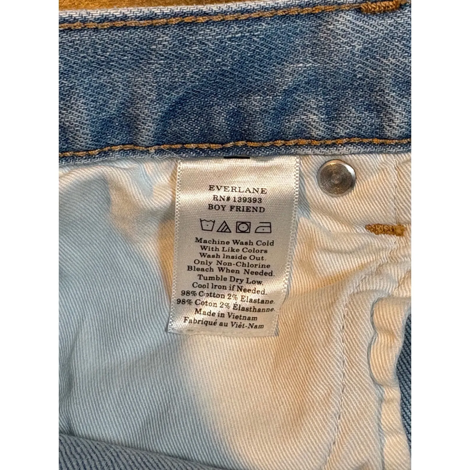 EVERLANE Boyfriend Relaxed Straight Jeans Light Wash Denim Women Size 29 Regular - Image 7