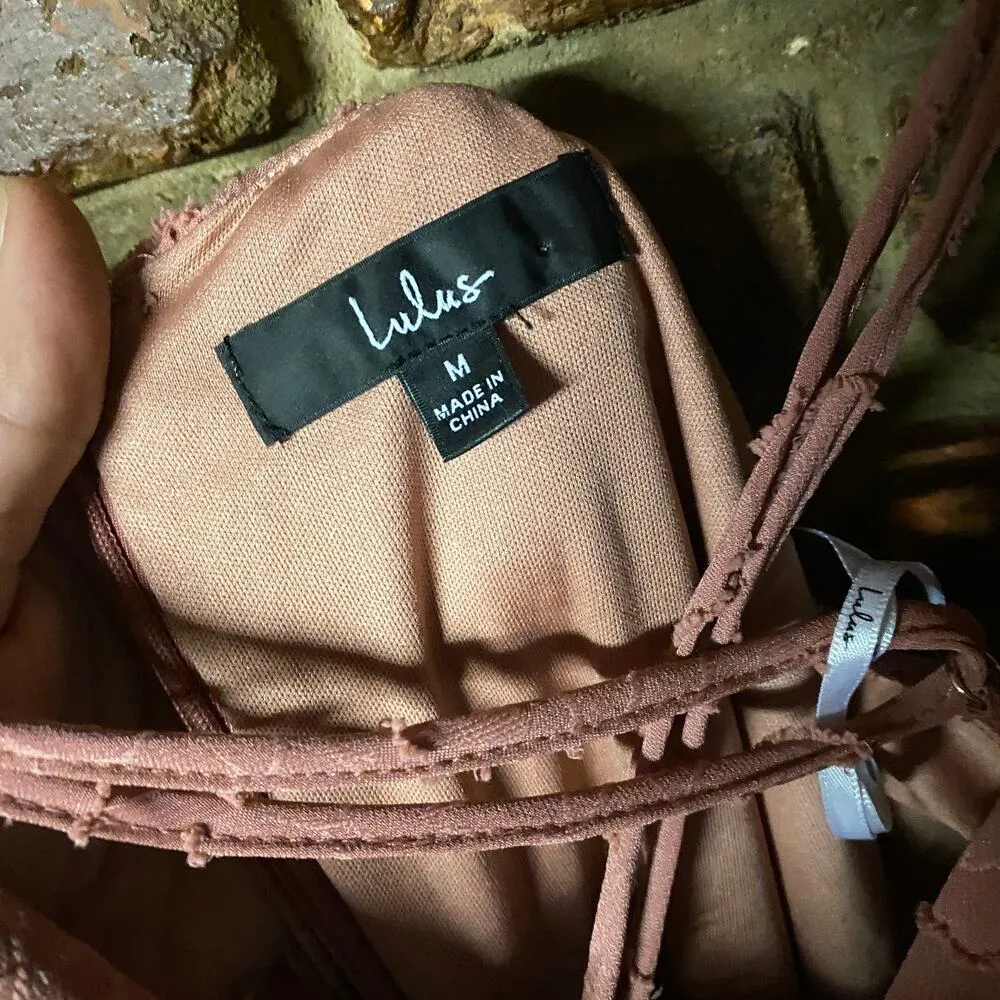 Lulus Days of Beauty Rusty Rose Burnout Floral Surplice Jumpsuit Women's Medium - Image 5