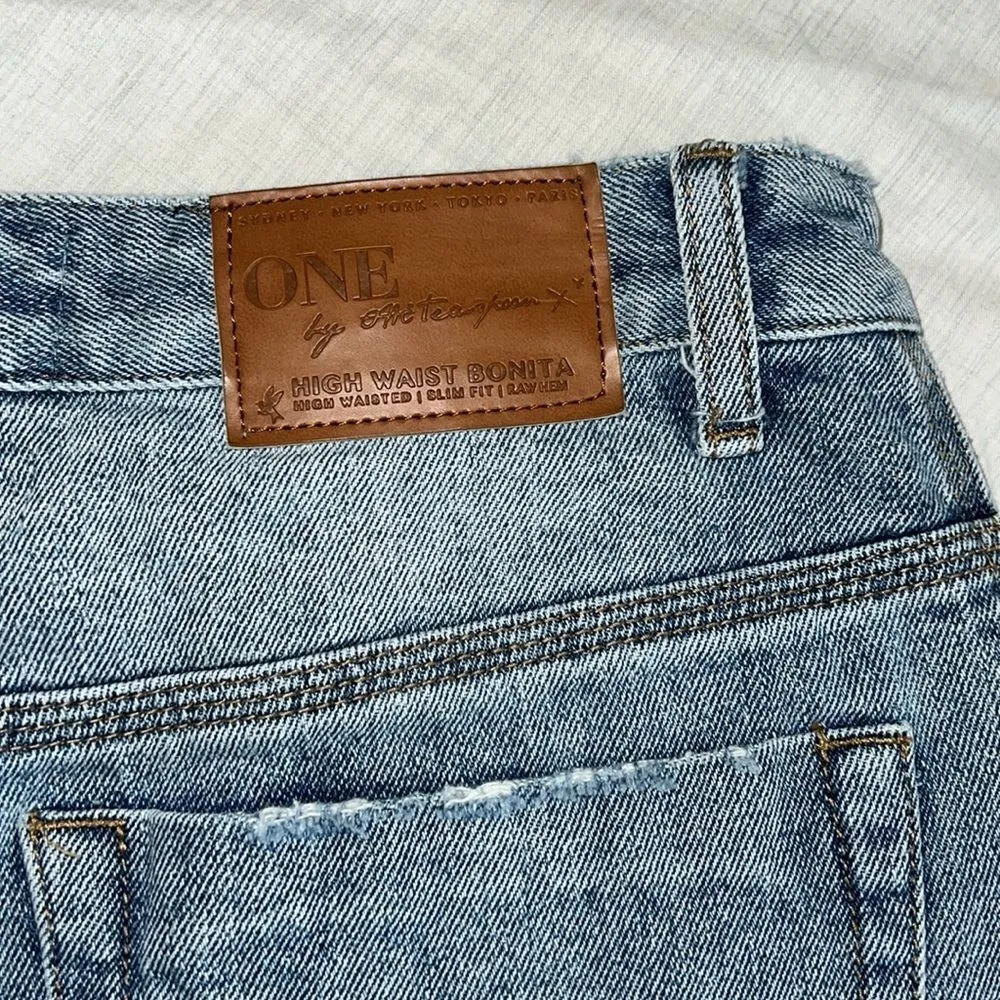 One Teaspoon Bonita High Waist Cut Off Denim Shorts Size 28 - Image 3