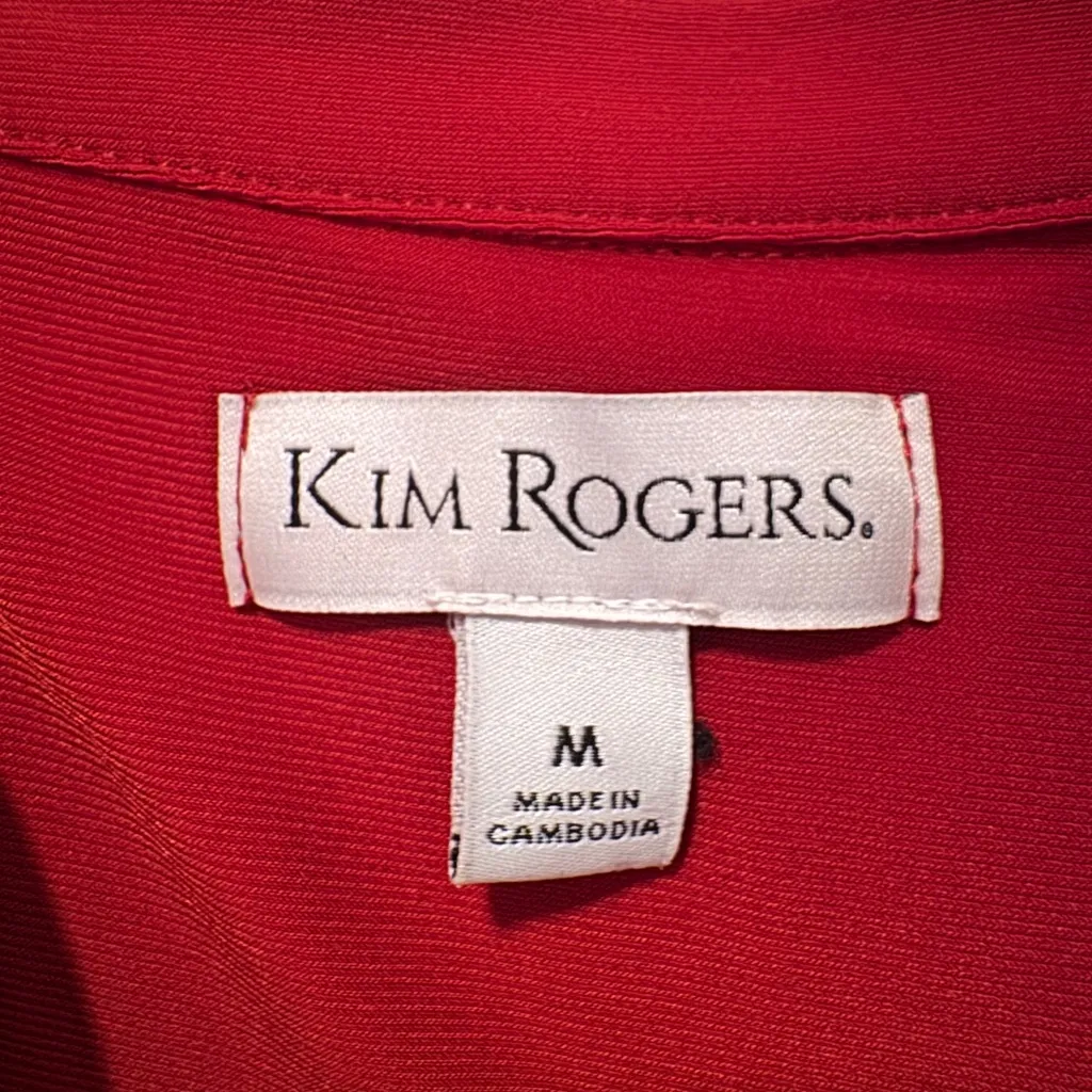 Kim Rogers Red Pleated Blouse with Button Accents - Image 3
