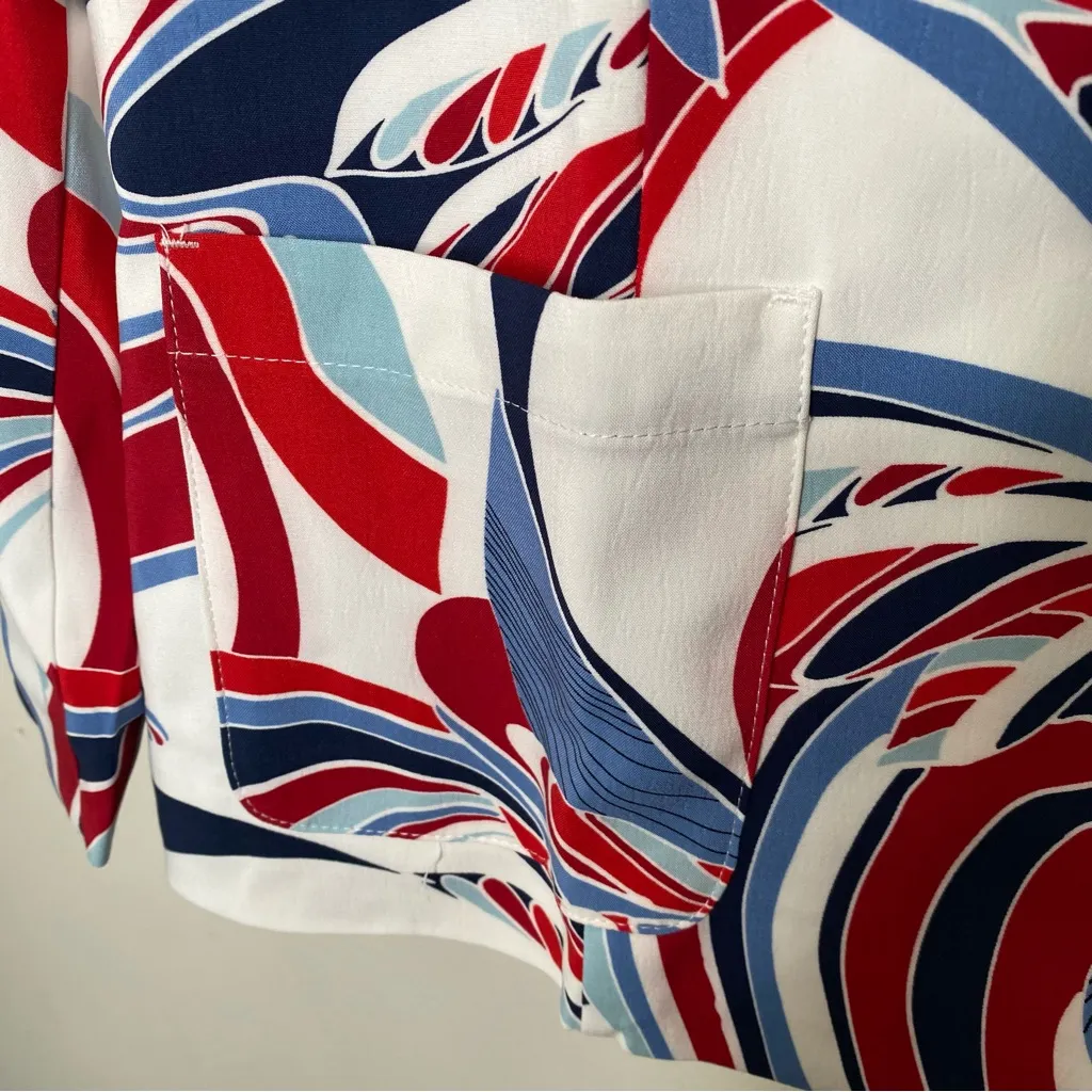 NWOT Draper’s & Damon’s Pop Art  Abstract Floral Blazer Red White and Blue Sz L - Image 9