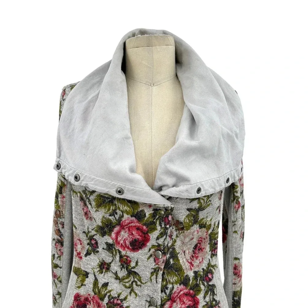 Anthropologie Saturday Sunday‎ Florascape Moto Jacket Sweatshirt Gray Size Small - Image 4