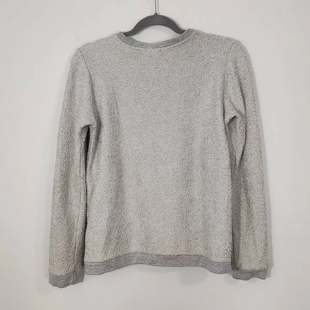 Dolan Left Coast Collection Gray Metallic Textured Knit Sweatshirt Size Small - Image 4
