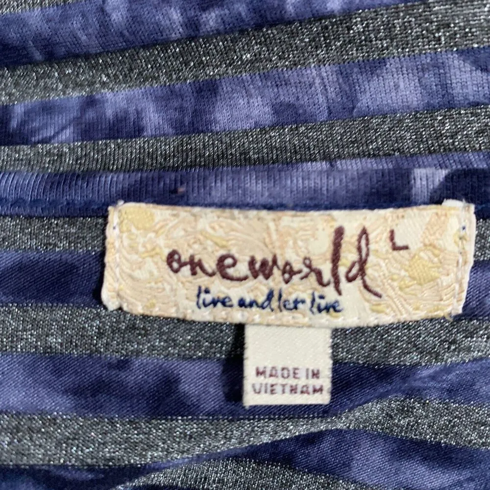 One World Womens Large Multicolor Stripe Drape Waterfall Cardigan Sweater - Image 5