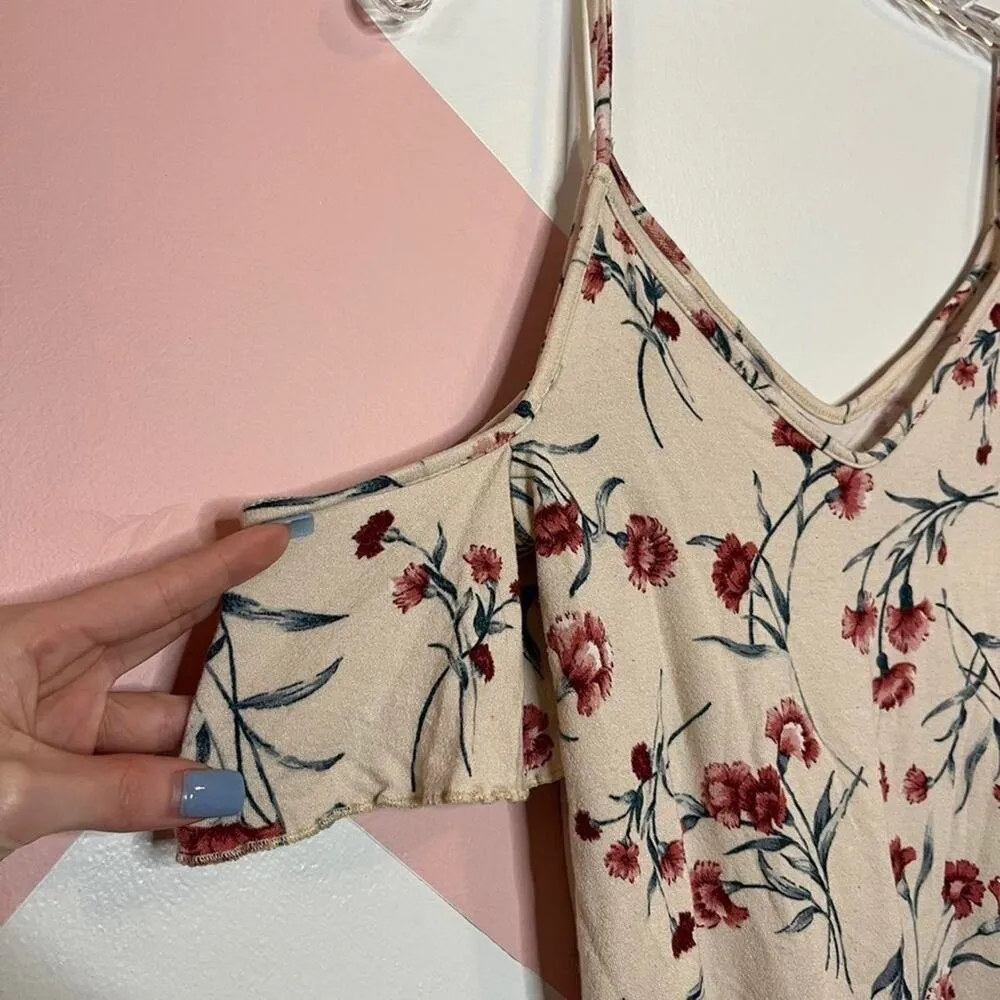 American Eagle Outfitters Floral Cold Shoulder Top Romantic Date Size Small - Image 7
