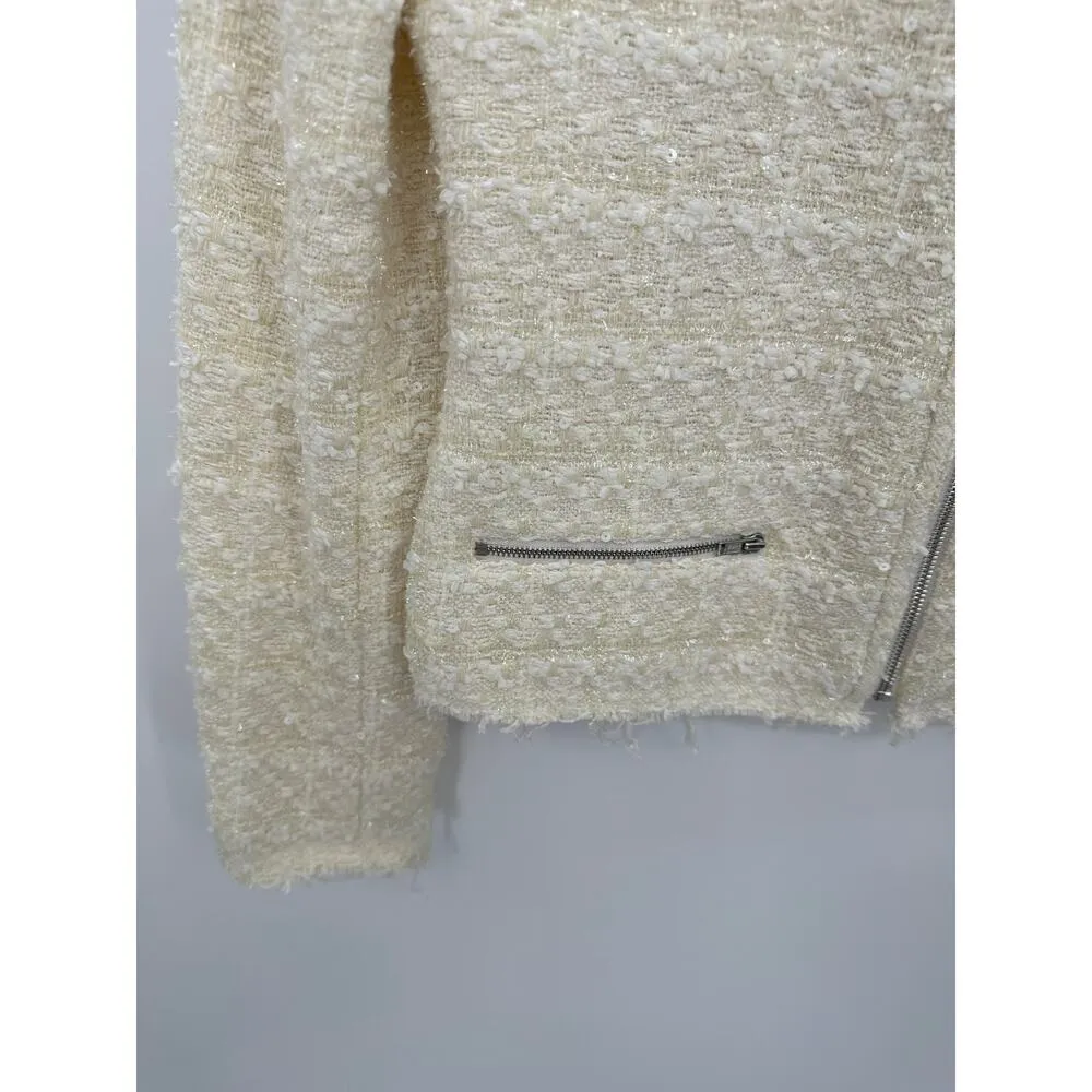 J.Crew Womens Cream Wool Mix Zip Up Blazer Jacket Size 4 Quiet Luxury Old Money - Image 3