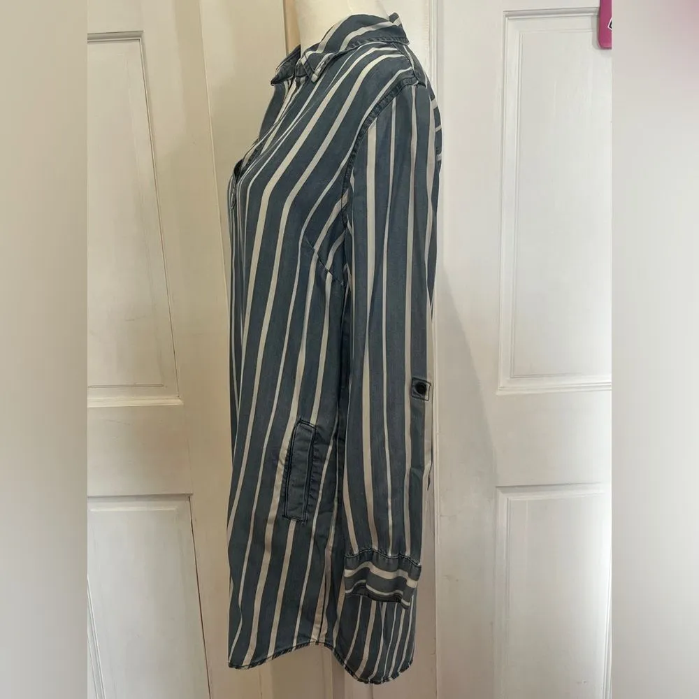 Velvet Heart Shirt Dress Blue Striped With Pockets Size Small - Image 10