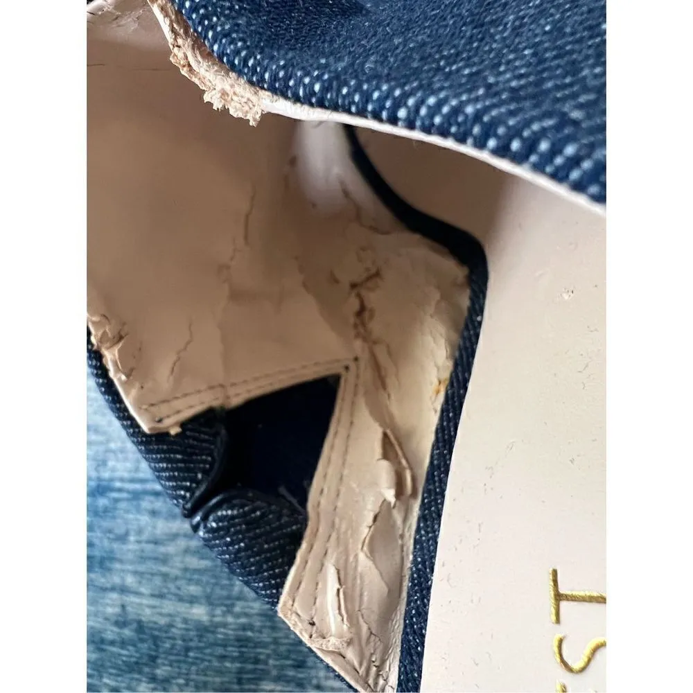 Nine West Blue Denim Gemily Block Heel Peep Toe Mules Size 7.5 - Image 10