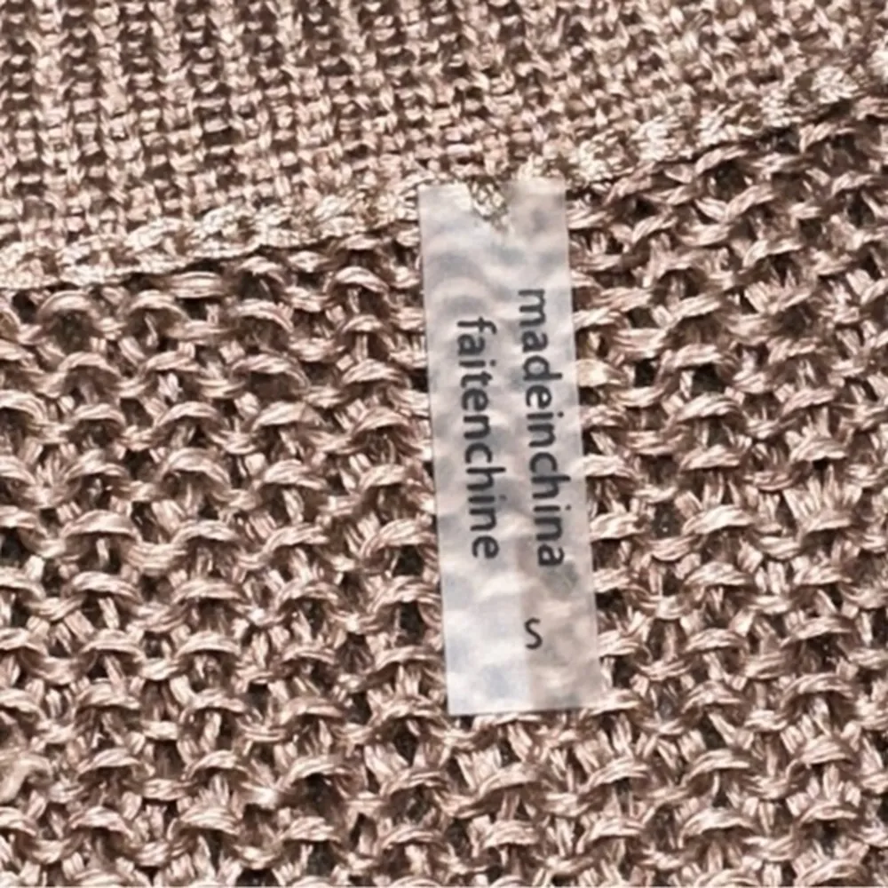 Christopher Fischer Women’s Size S Tan Beige Pink Trim Linen Knit Open Cardigan - Image 6