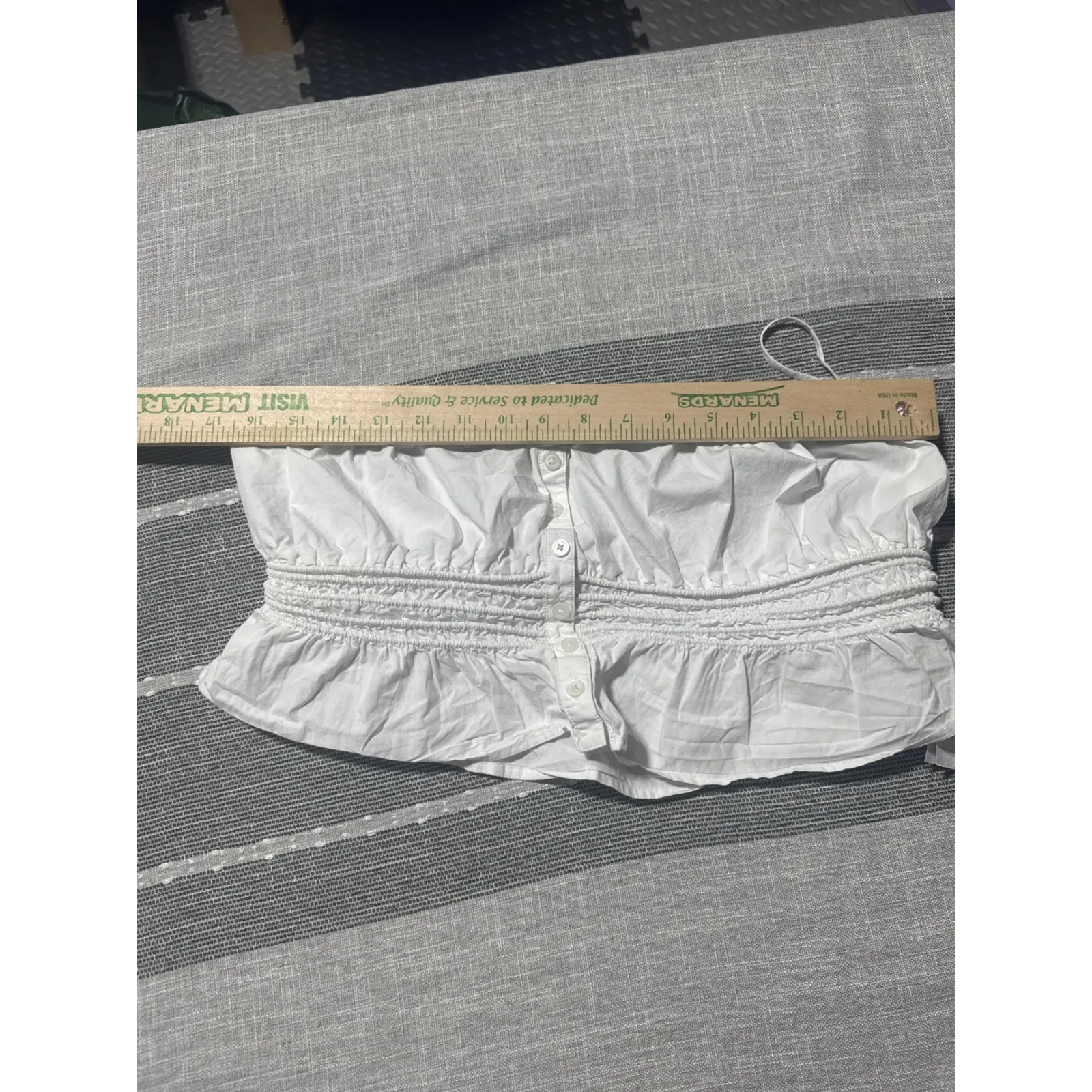 Madewell white Smocked Button Front Crop Top Camisole Spaghetti Strap medium - Image 3