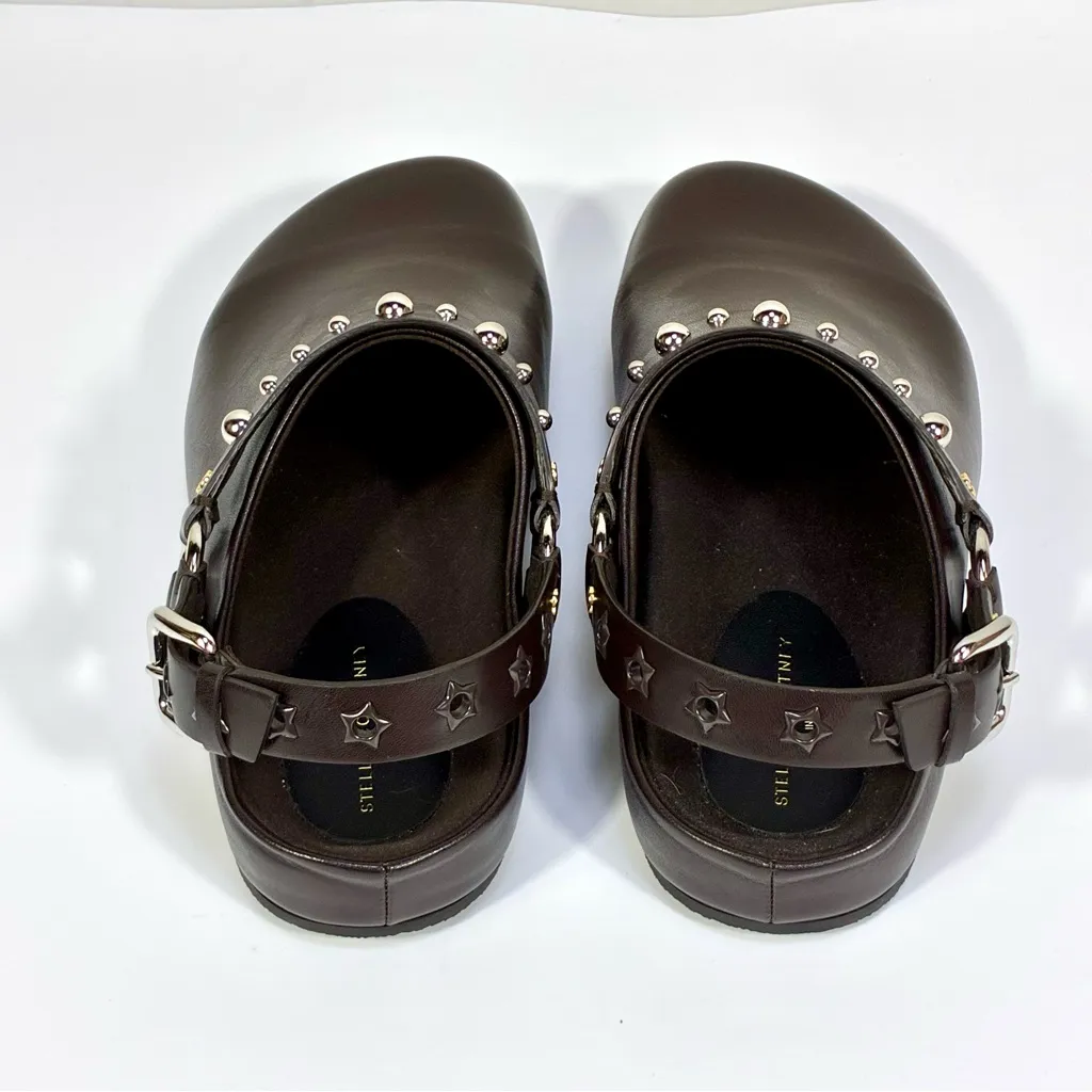 Stella McCartney Elyse Studded Slingback Clogs Eco Mat Coffee EU 40 NEW Vegan - Image 4