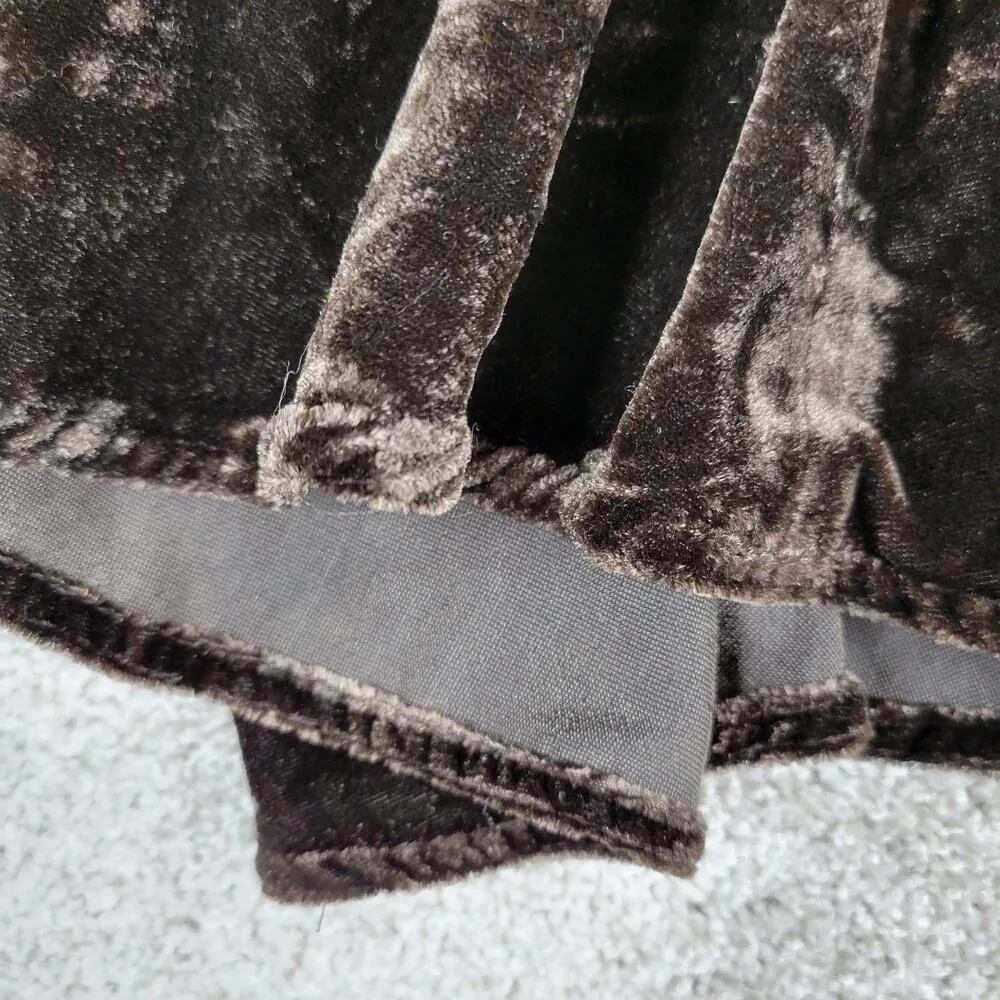 VTG John Paul Richard Velvet Skirt Womens 6 Brown Burnout Drop Waist Pleated Y2K - Image 10