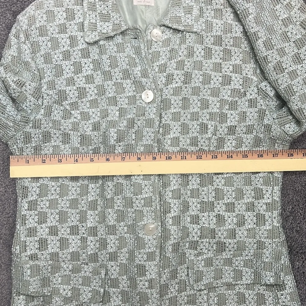 Vintage Sisley Blazer Jacket Celery Green Textured Size Medium - Image 4