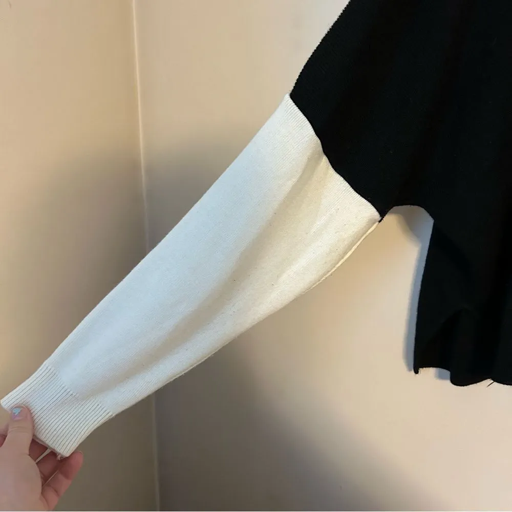 PrettyLittleThing Sweater Crewneck Colorblock Black White Knit Casual Neutral - Image 6