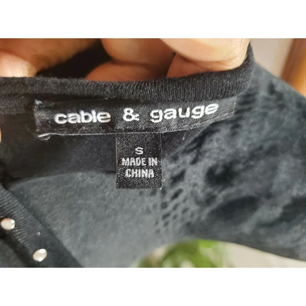 Cable & Gauge Women's Solid Black Viscose Long Sleeve Casual Top Size Small - Image 9