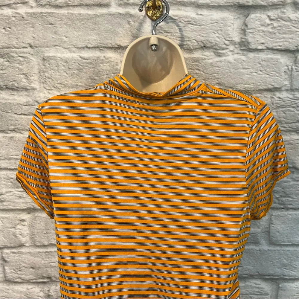 “Hey Girl” Women’s M Orange Stripe Short Sleeve Fitted Shirt - Image 5