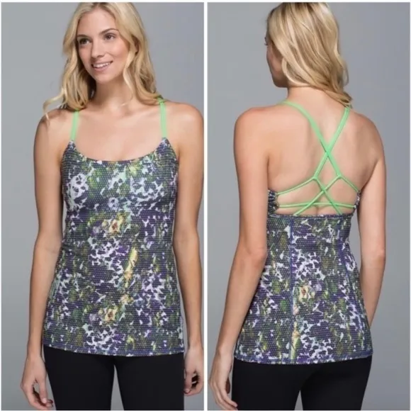 Lululemon Dancing Warrior Tank Floral Sport Pistachio Size 6 - Image 2