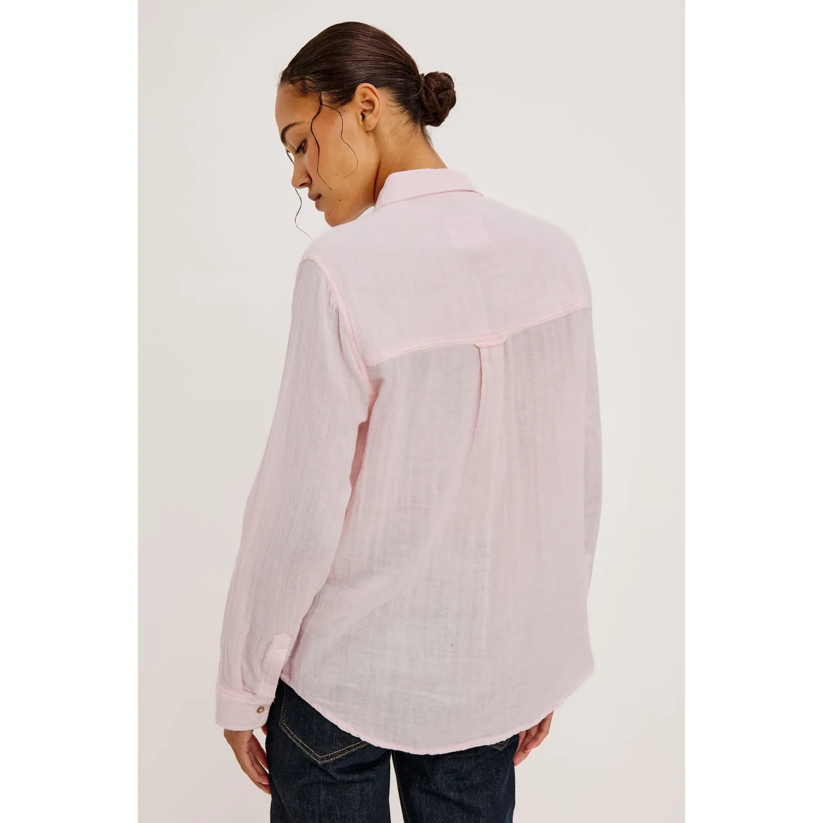 Rails Ellis Shirt In Petal Pink Gauze Organic Cotton Long Sleeve Button Down XS - Image 3