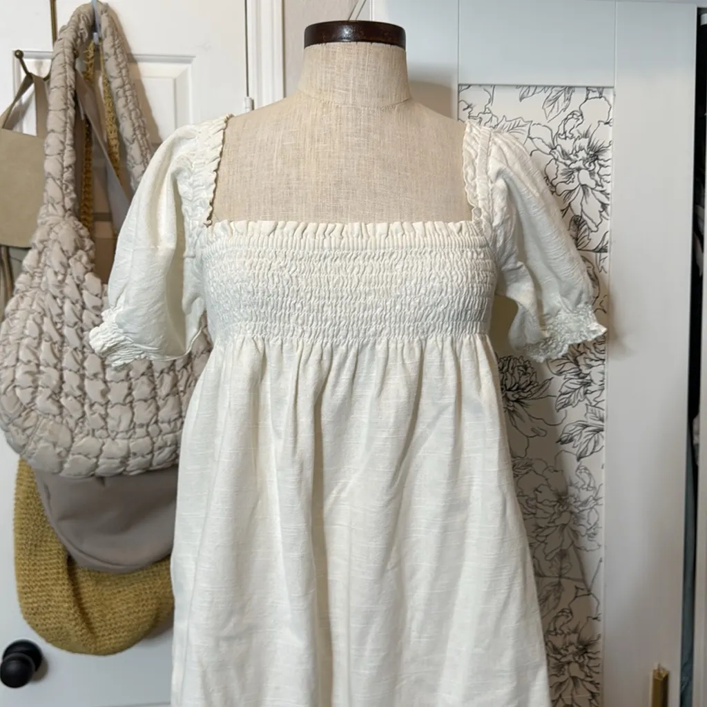 Faherty Ramona smocked babydoll organic cotton dress White - Image 5