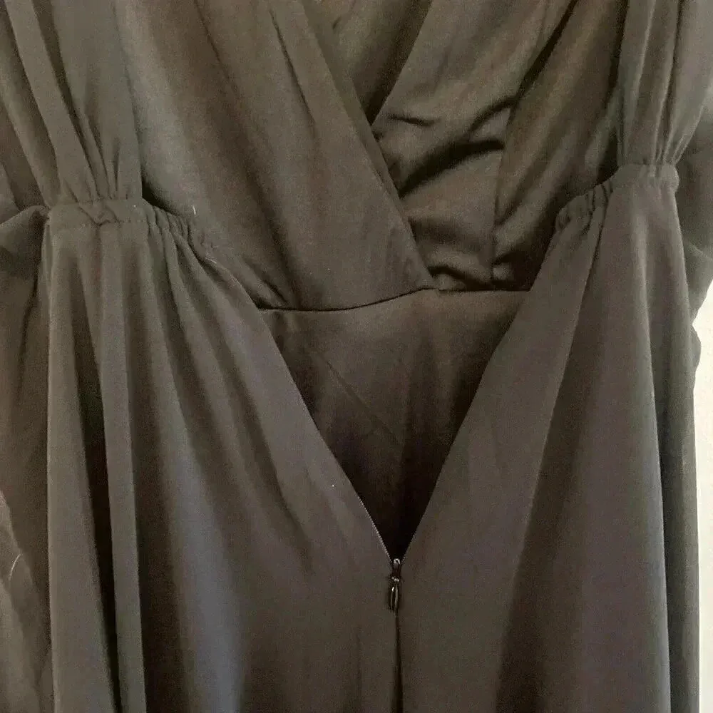 New LULU'S Dance the Night Away Maxi Gown Black Surplice Dress Medium Formal NWT - Image 8