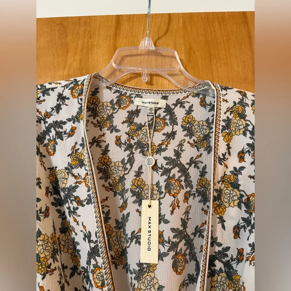 Max Studio  Wrap Dress Floral Print Prairie Boho Peasant Cottagecore NWT Medium - Image 4
