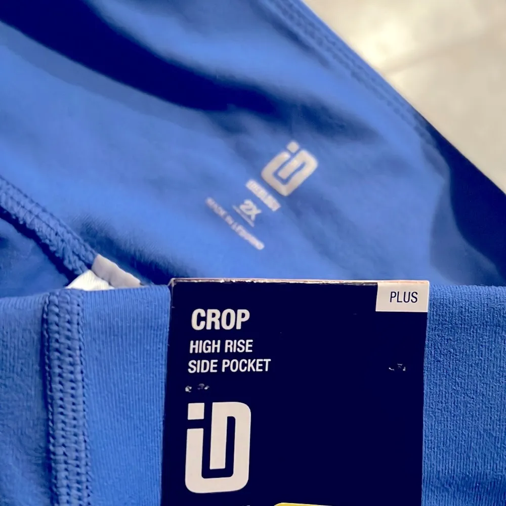 ID Ideology Crop High-Rise Side Pocket Leggings, Blue Illusion Plus Size 2X NWT - Image 2